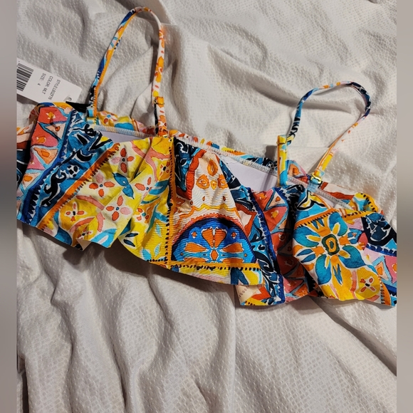 NWT ULTRA FLATTERING LABLANCA RUFFLE SWIM TOP REMOVABLE STRAPS STRAPLESS TOP - Picture 8 of 12